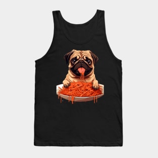 Pug Eating Pasta Tank Top